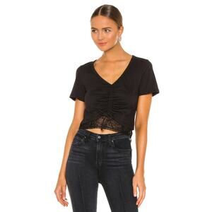 New Jonathan Simkhai STANDARD Aida Cropped Tee in Black Women's Size XL
